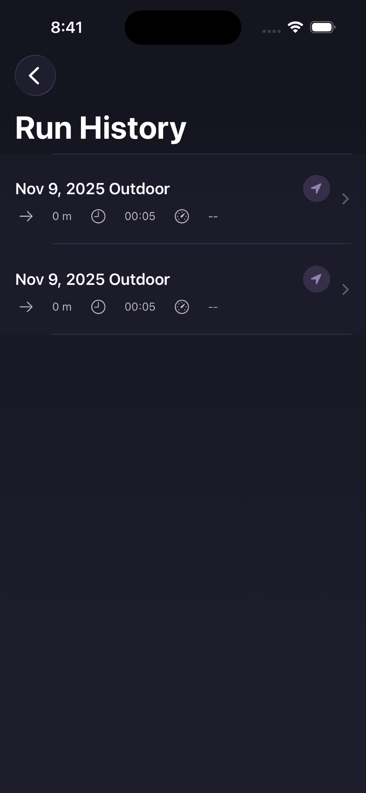 Workout details in Ghost Run Club